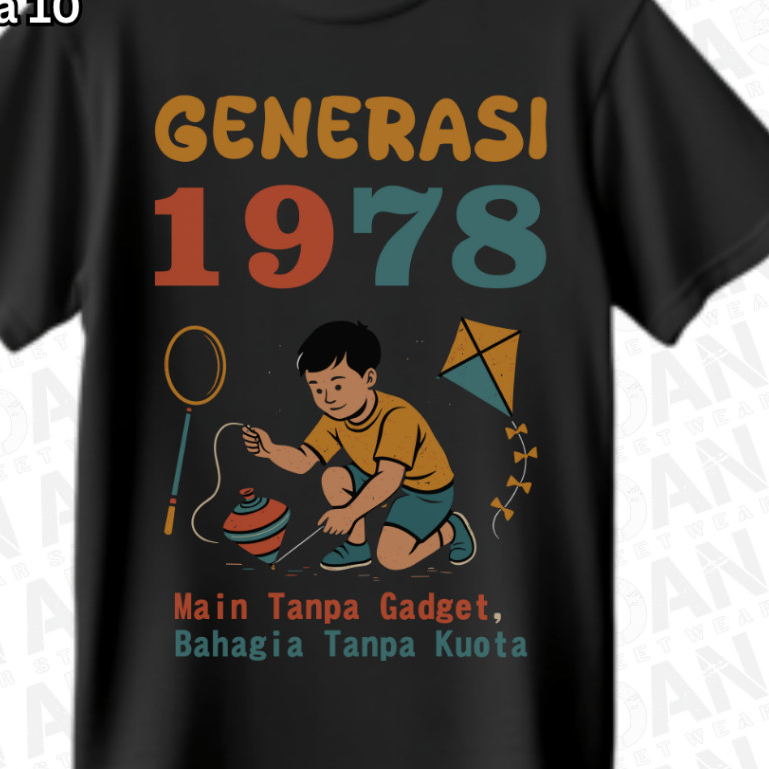 Kaos Tahun Lahir 1978 bahan katun combed Pria Wanita BIsa Ganti Tahun