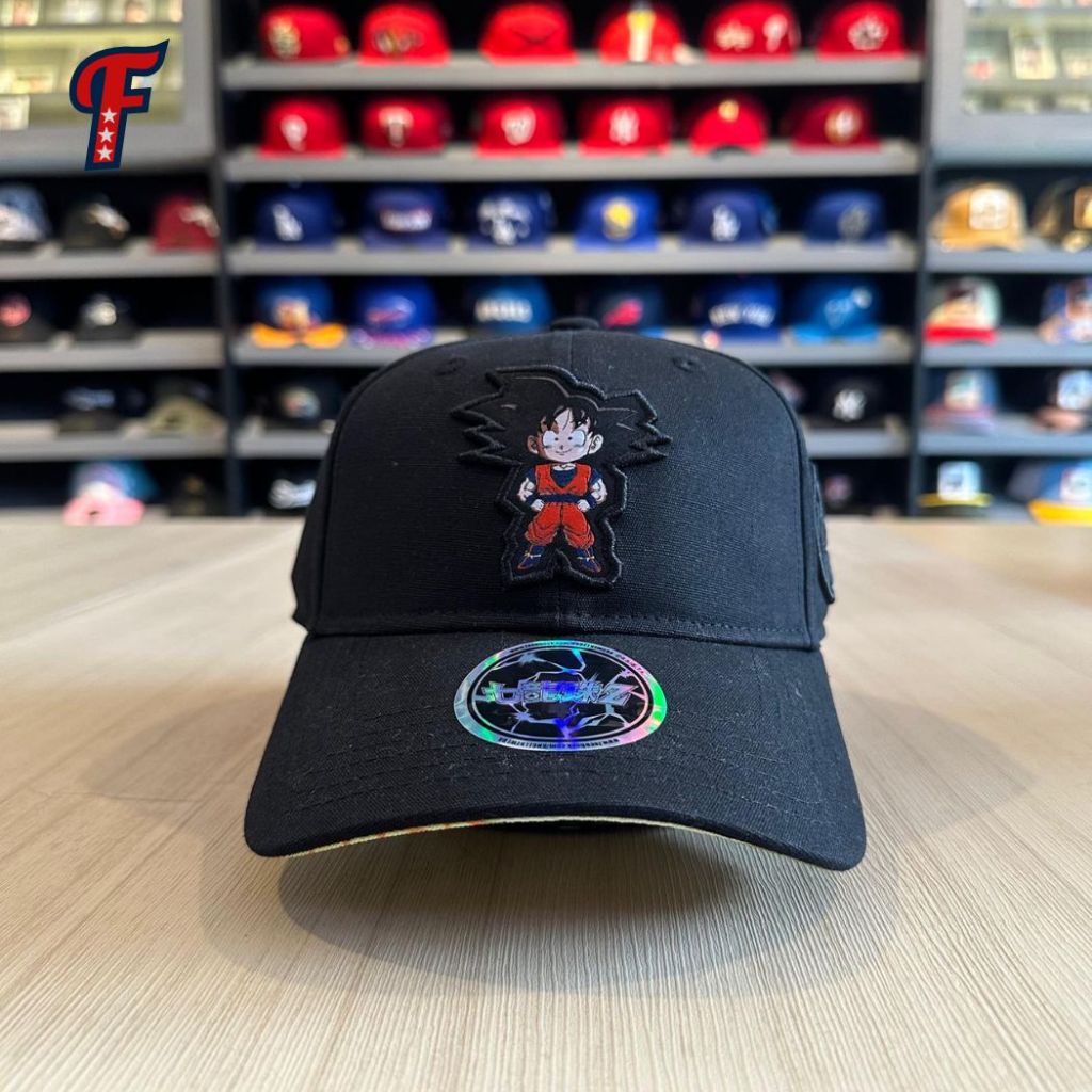 Topi New Era Angel x Dragon Ball Goku Collab Anime Black Dad Cap Original