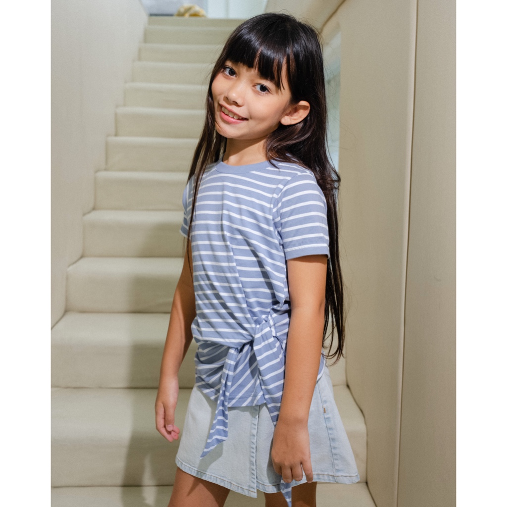 LEWIS EMMA - Knot Tee (2-14 Tahun) Baju Anak Perempuan / Atasan Lengan Pendek