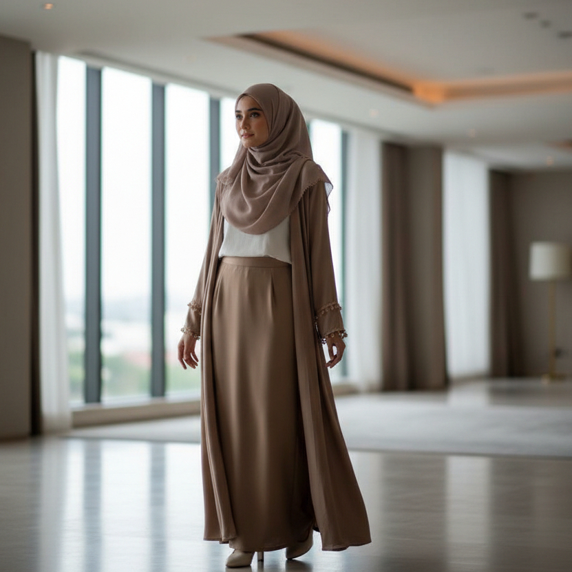 ZASKIA SUNGKAR - Davonne Skirt Rok Casual Wanita Warna Nude Fashion Muslim Size M
