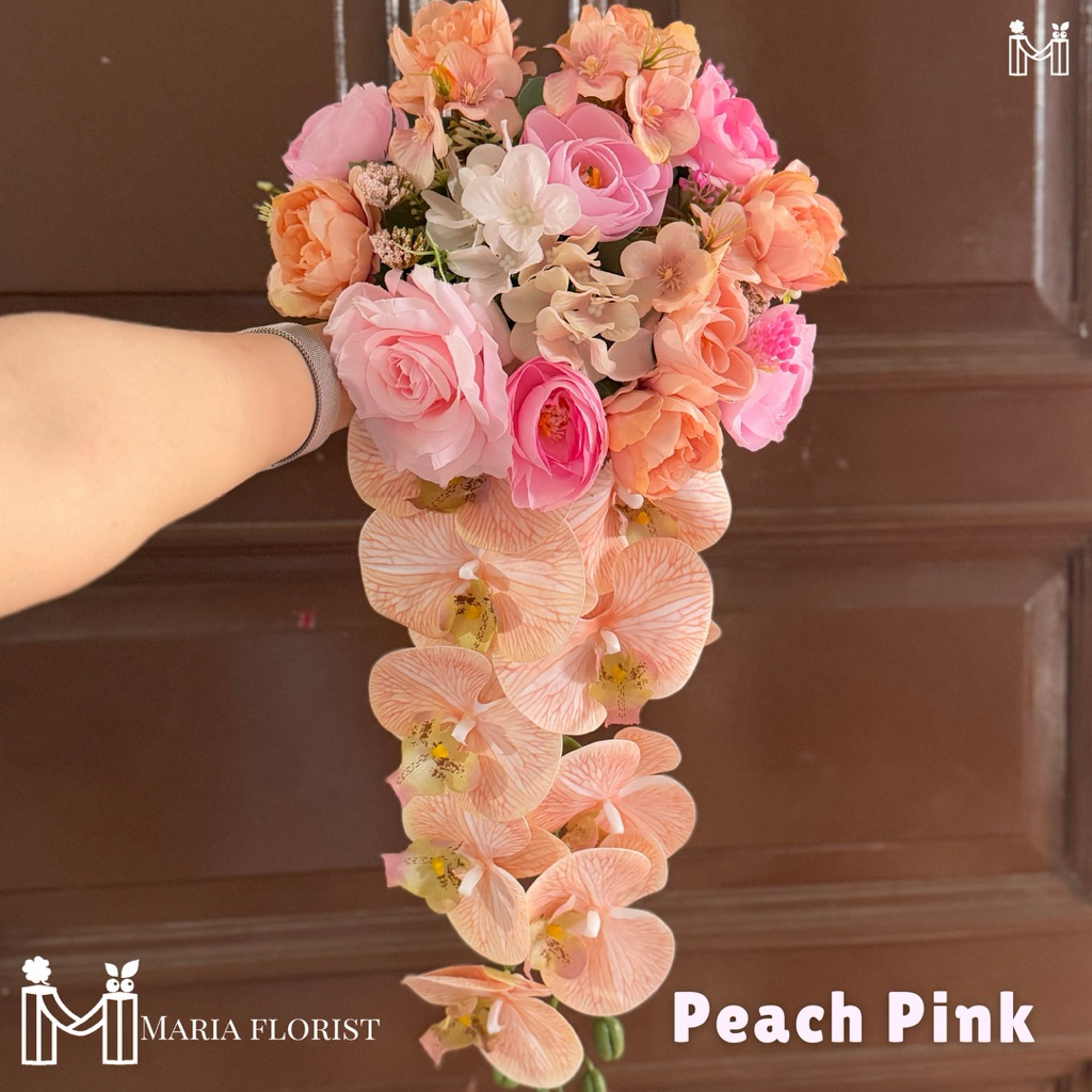 Wedding Handbouquet Juntai Casade Buket Bunga Pernikahan Artificial - Buket Pengantin Anggrek - Buke