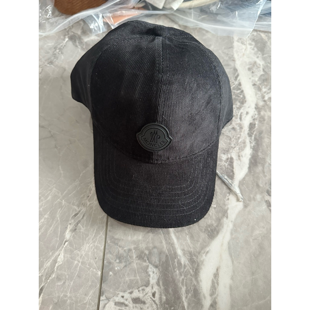 corduroy black hat topi hitam