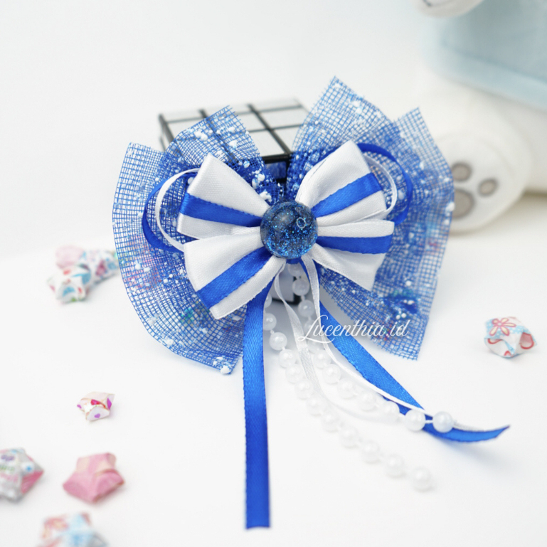 Sapphire - Jepit Rambut Pita Aksesoris Anak & Wanita Warna Biru Mewah Korea Fashion