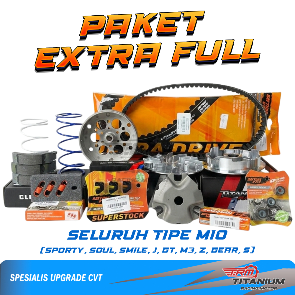 PAKET EXTRA FULL UPGRADE KIRIAN CVT mio j m3 smile soul z s gear gt 115 125 karburator karbu fi raci