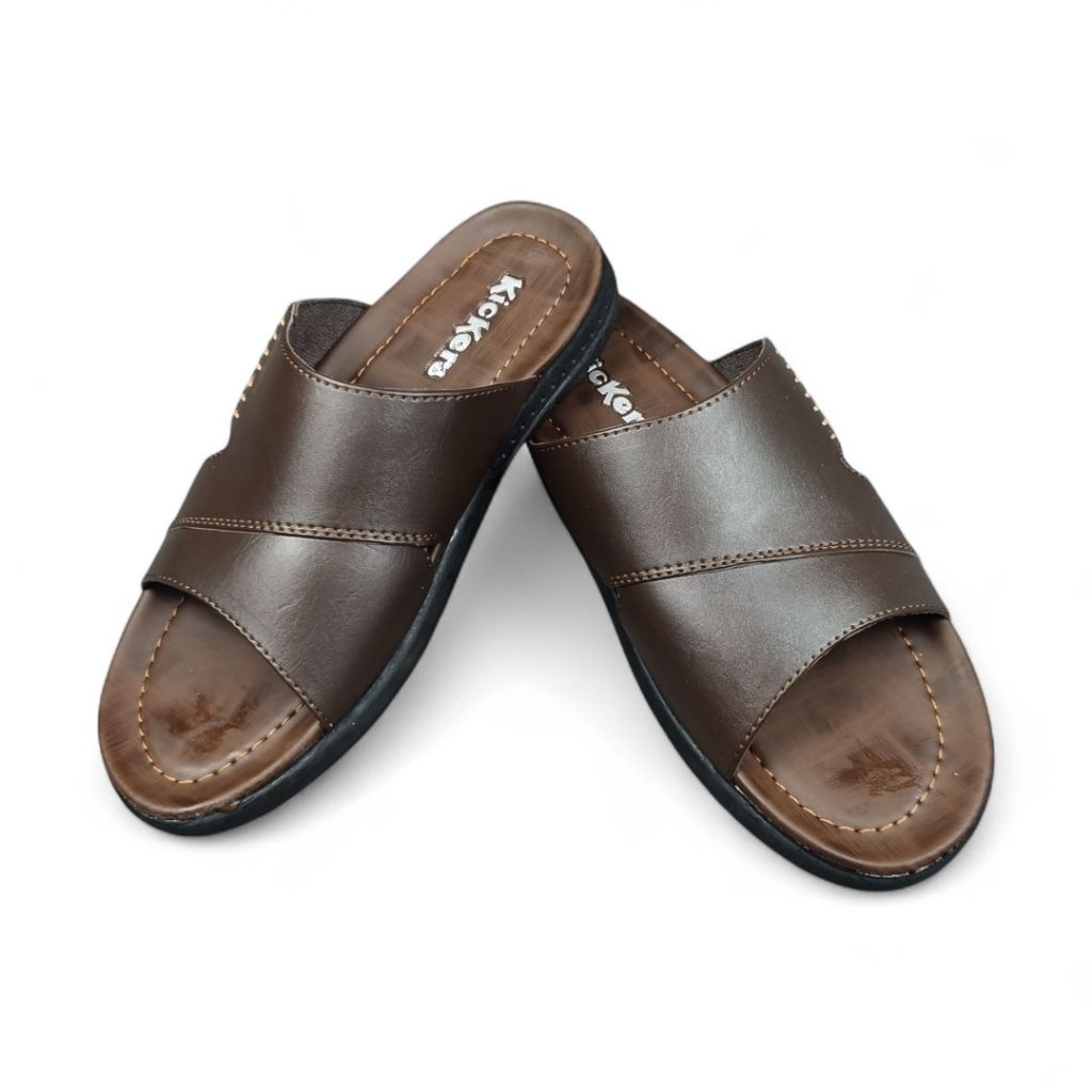 Sandal Pria Slop Kulit | Sandal Slop Kulit Pria Trendy | Sandal Lebaran