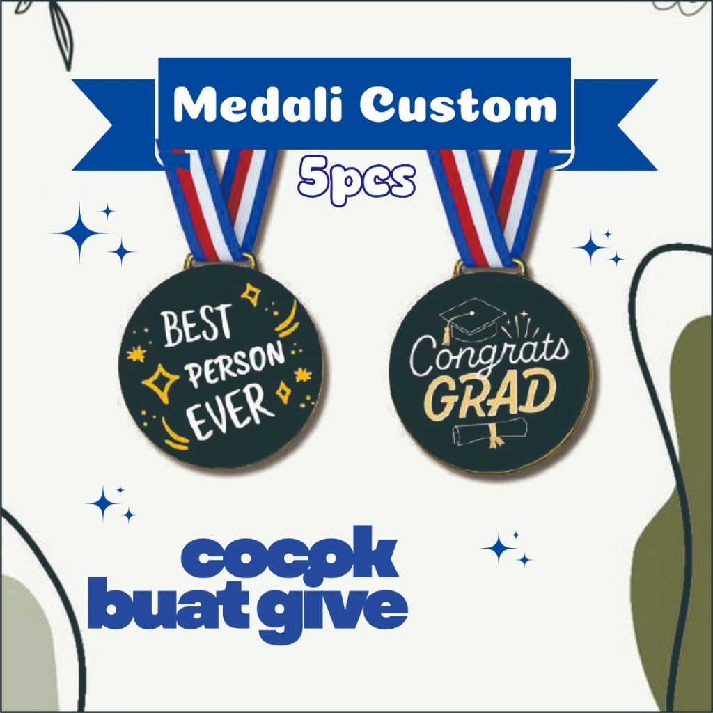 5PCS MEDALI CUSTOM / Unik Kado Wisuda / Hadiah Samir Kalung Wisuda / MEDALI Custom viral