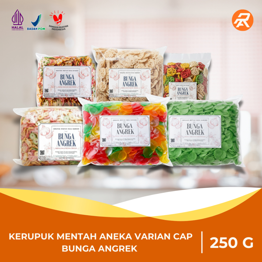 Bunga Angrek Kerupuk Seblak Bawang Mentah Gurih Aneka Varian 250 Gram Grosir
