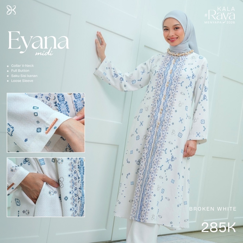 KALASIRIS Eyana Couple Midi Dress Gamis Wanita Elegan Mewah Busui Friendly Couple Series Motif Premi