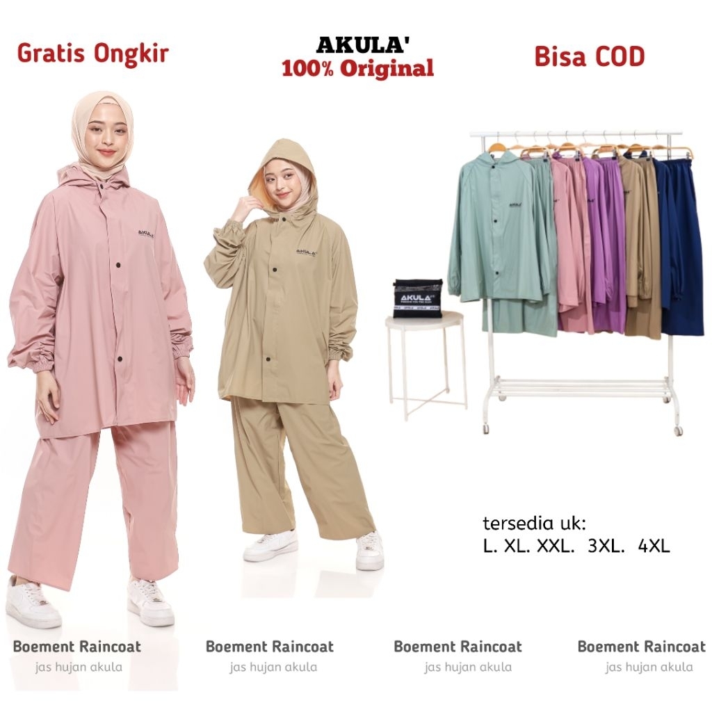 AKULA Jas Hujan Pria Wanita Tebal Kuat Elastis ANTI REMBES