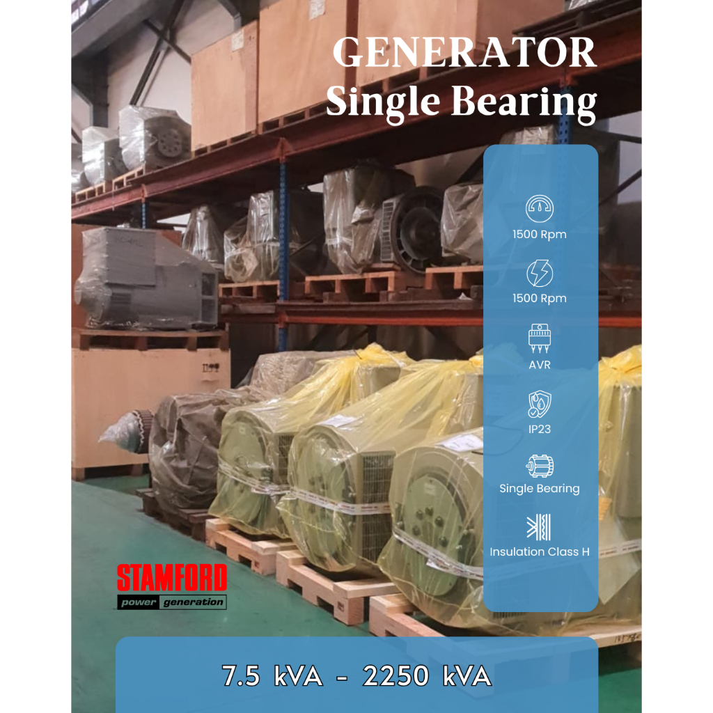 Alternator Single Bearing Stamford 200 kVA 160 kW 1500 Rpm 380 Volt