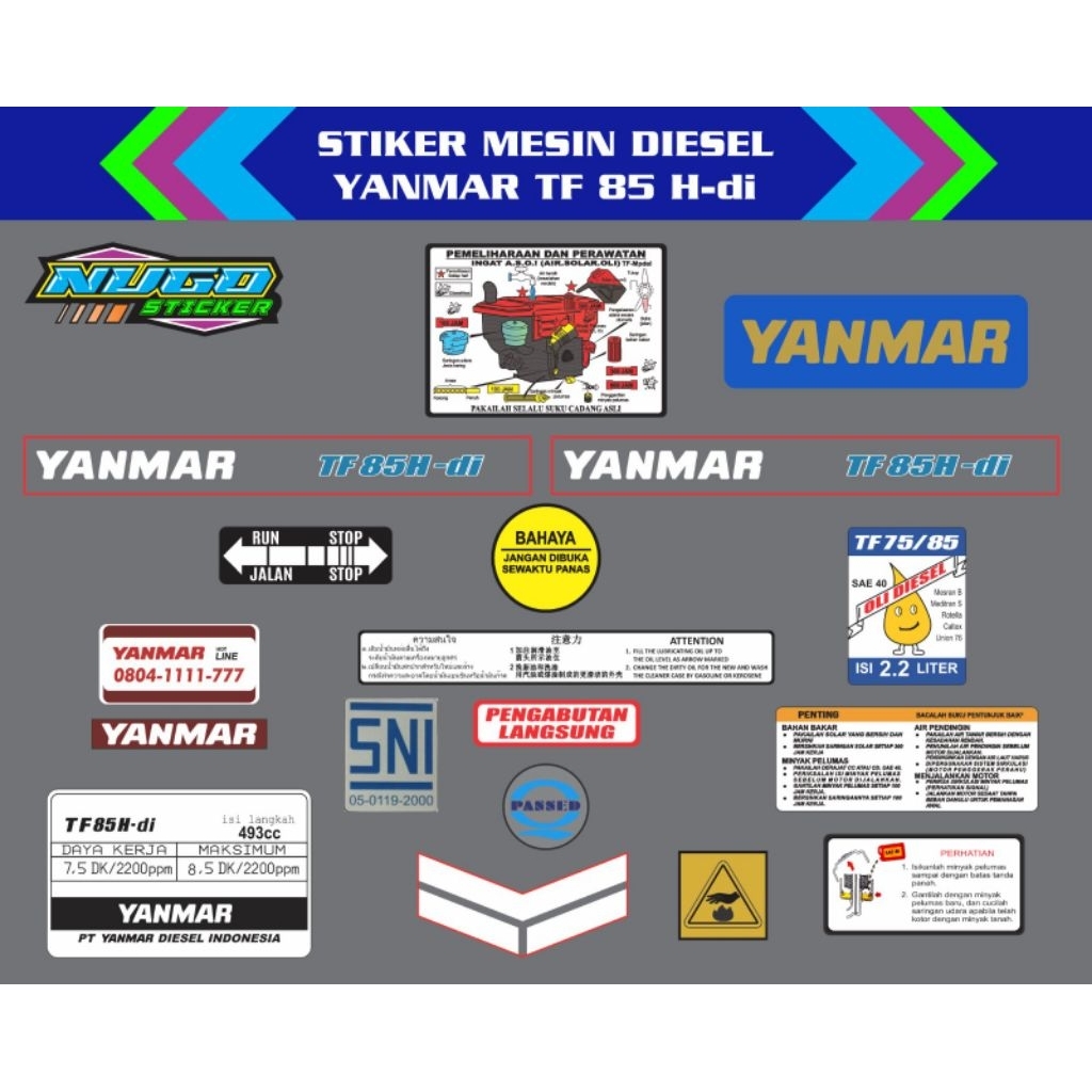 Stiker mesin diesel Yanmar TF 85 MH-di