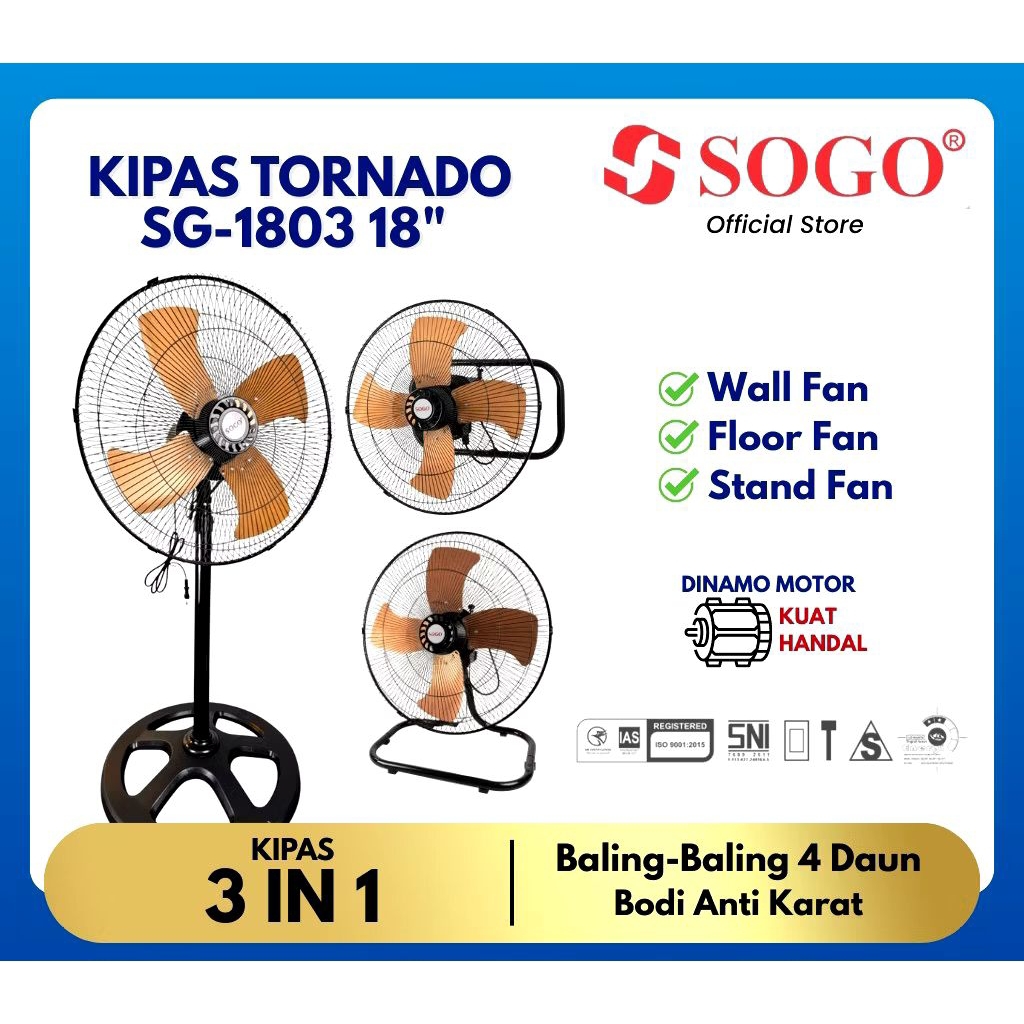 Kipas angin besi 3in1 SOGO baling" besi 18inchi SG-1803