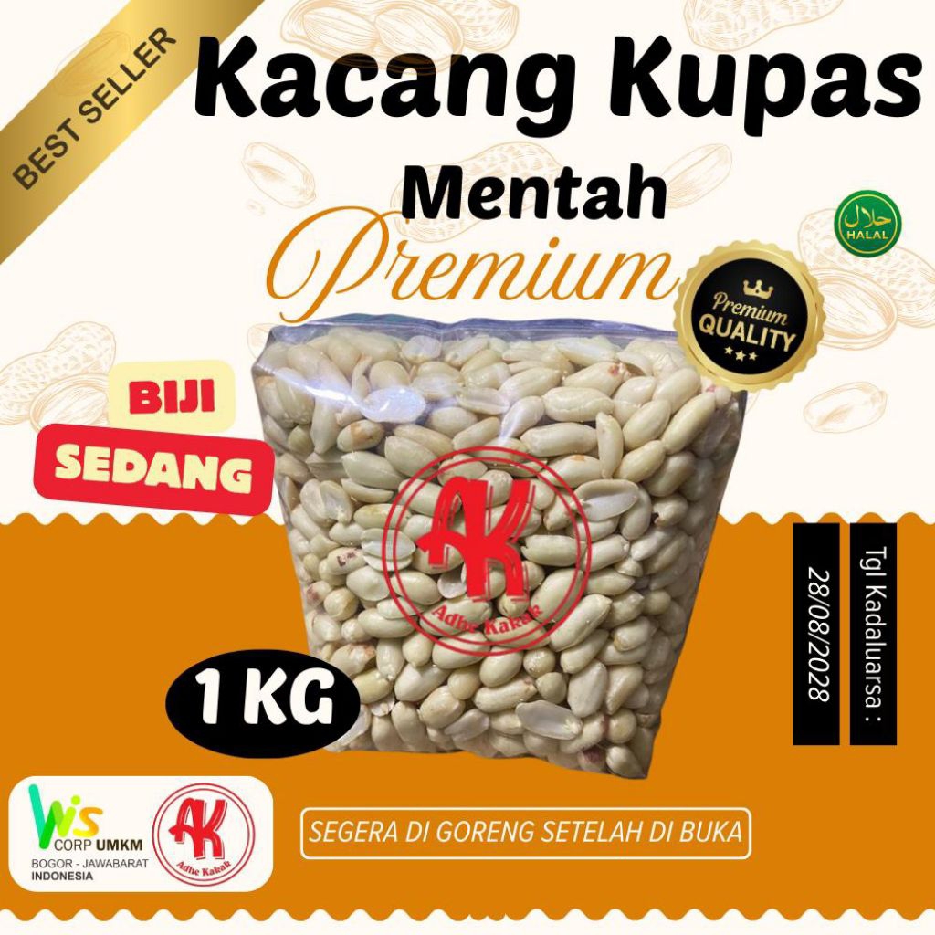 1KG KACANG KUPAS PREMIUM KACANG KUPAS MENTAH