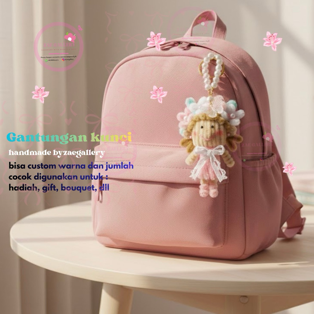 Gantungan kunci boneka lucu | gatungan kawat bulu | boneka lucu | gantungan kunci mutiara