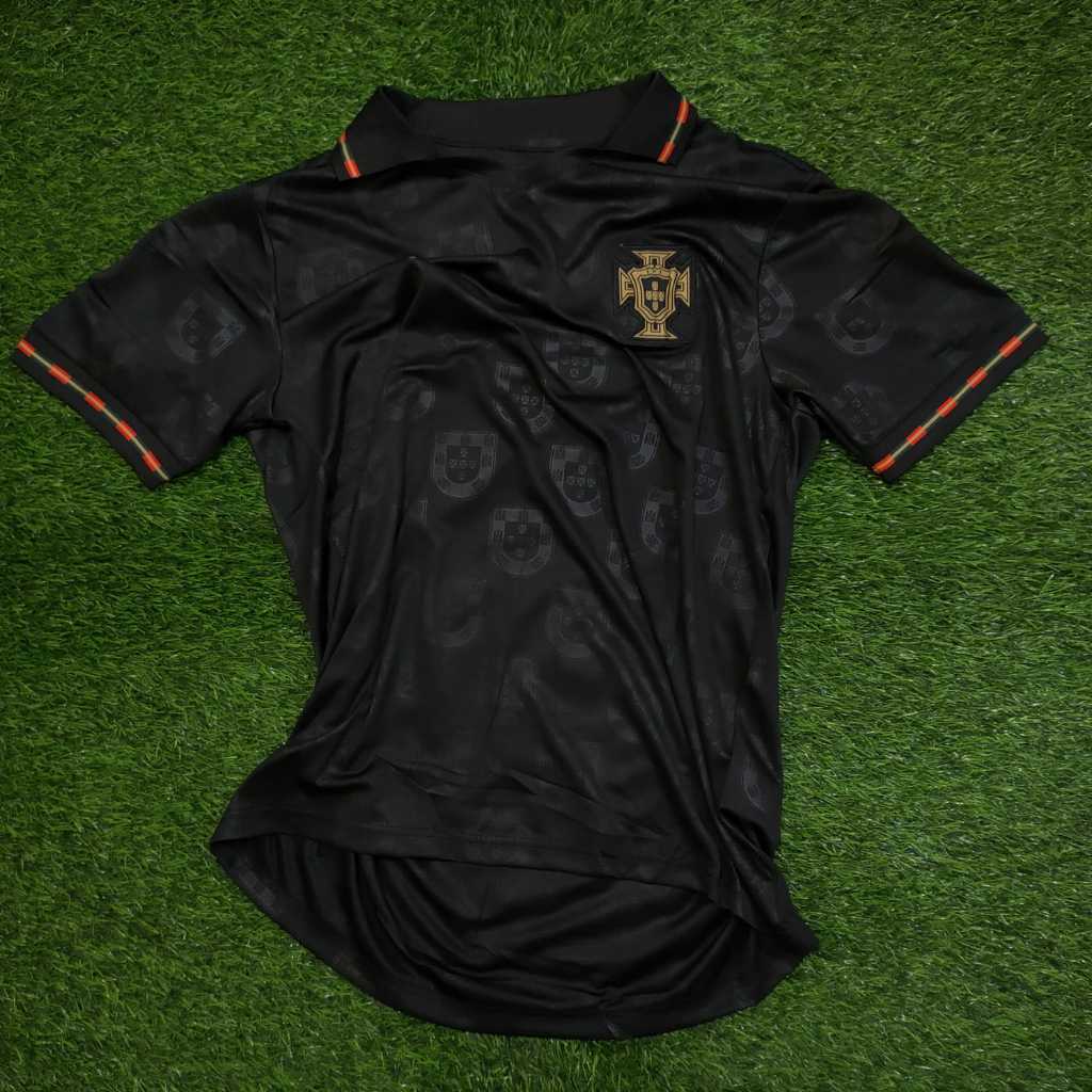 Jersey Portugal Away Hitam Piala Dunia 2026 Baju Sepak Bola Ronaldo Grade Ori Pria Dewasa