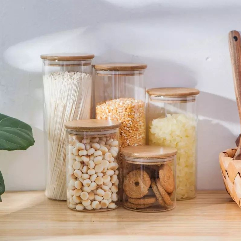 Toples Kaca Tutup Kayu Aesthetic Kedap Udara