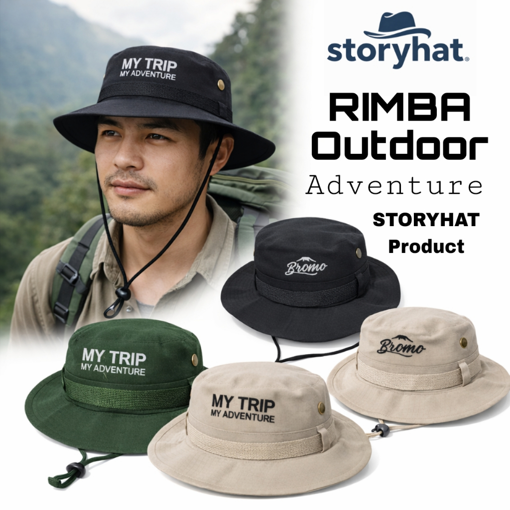 Topi Rimba Outdoor Pria Wanita Anti UV Logo Bordir – Topi Gunung Hiking Pancing Berkebun Adventure M