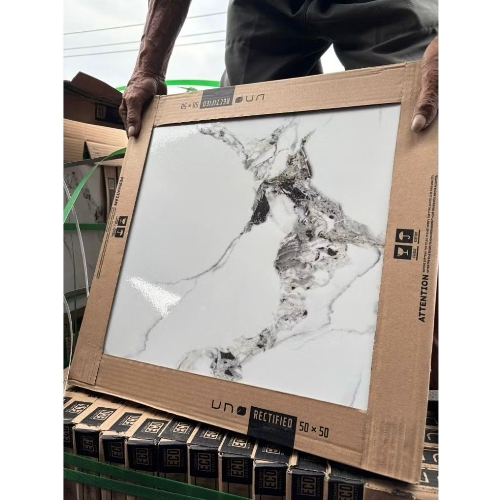 Keramik 50x50 UNO Maurce White | Glossy