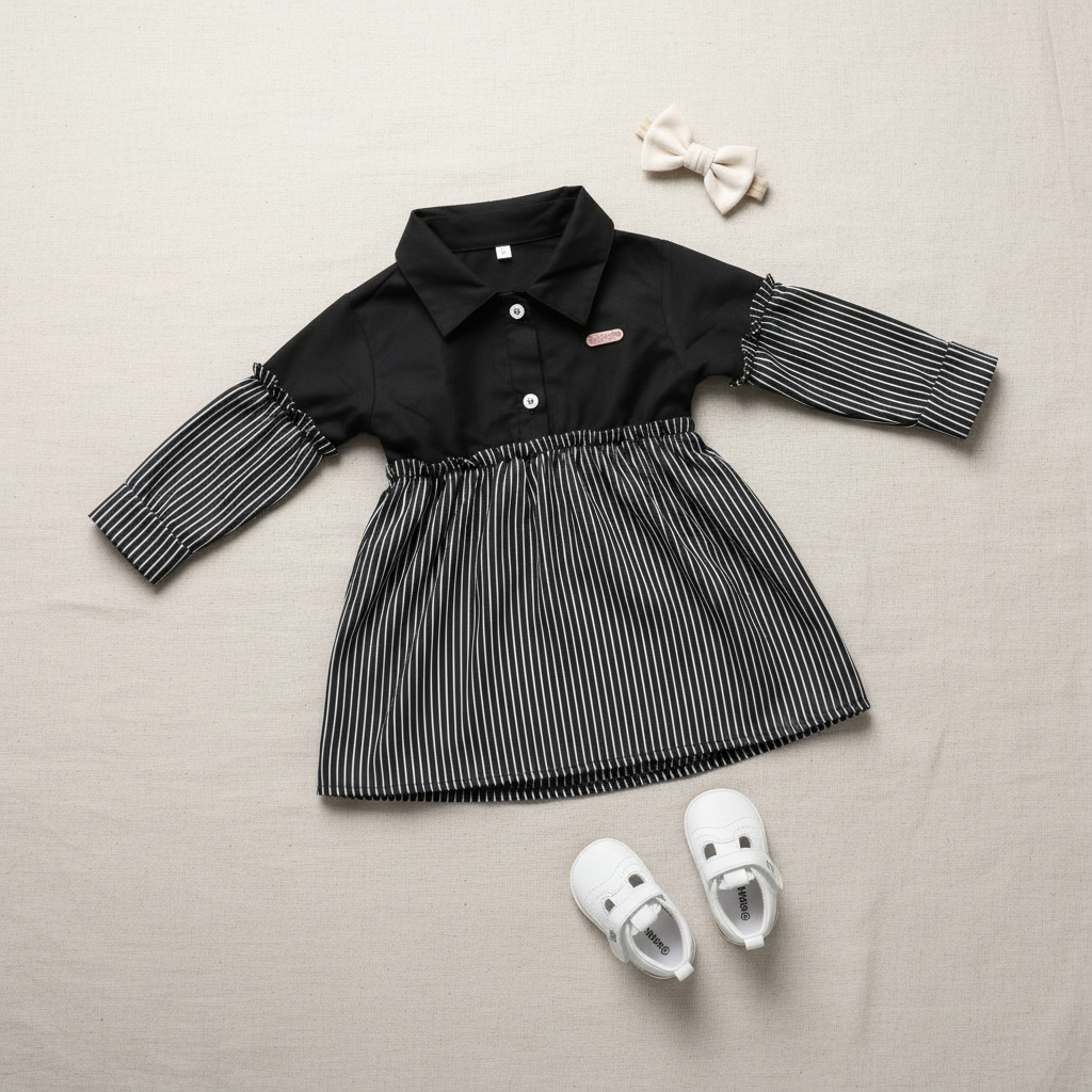 Baju Lebaran Anak Perempuan Kemeja Blouse 2-8 Tahun - Kemeja Anak Salur Korean Style Terbaru 2026