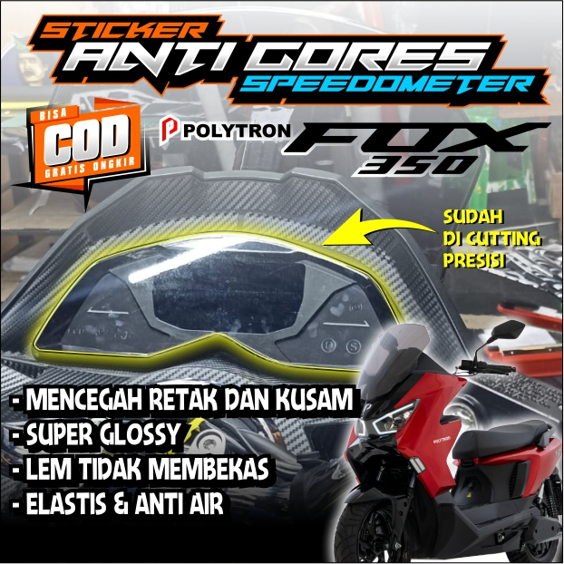Stiker Speedometer Polytron FOX 350 Sticker Pelindung Speedo Motor Listrik Polytron Fox 350 Fox R/S
