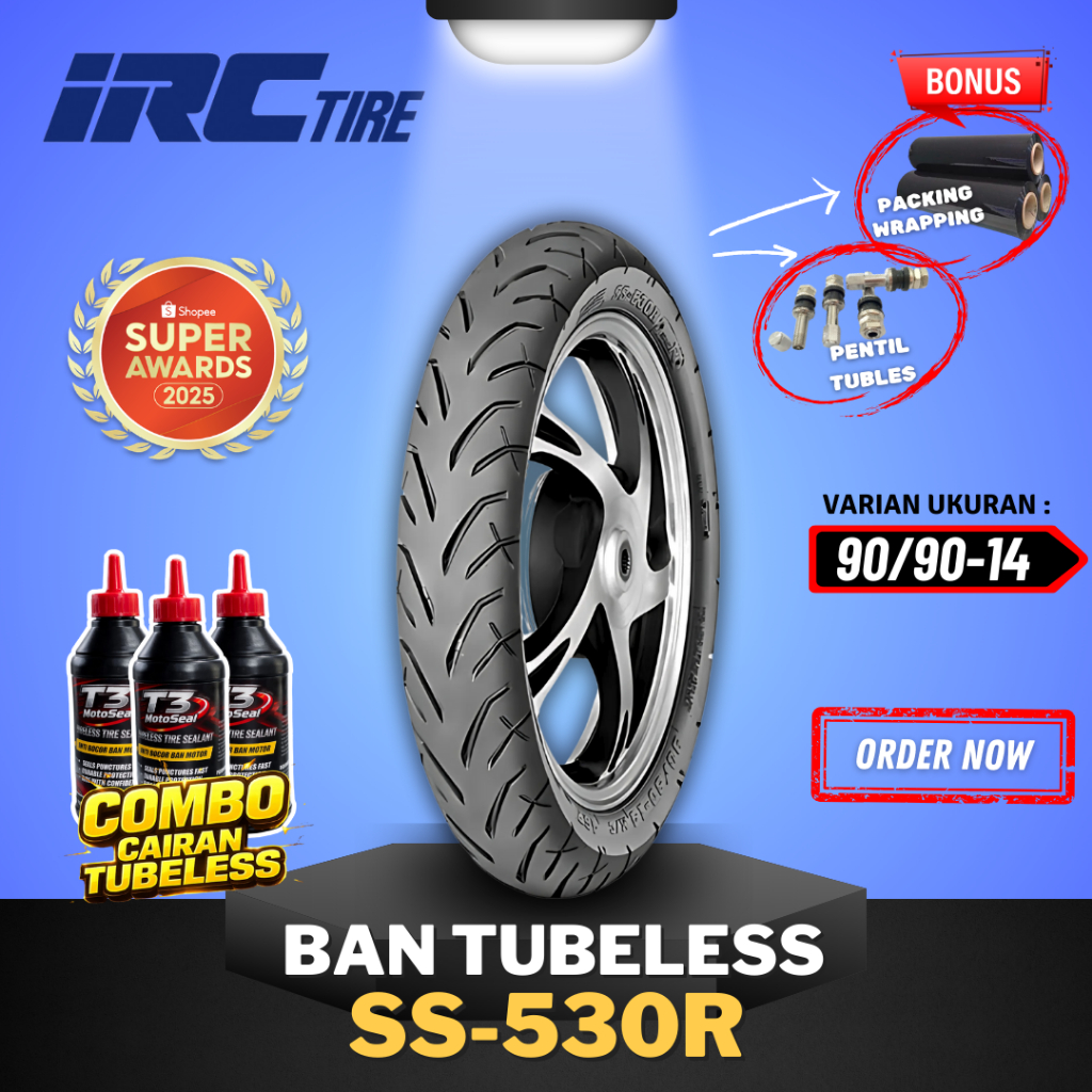 [READY COD] BAN IRC SS530R ( 90/90-14 ) RING 14 / BAN TUBELESS IRC SS 530R RING 14 / SS530 R BAN MOT