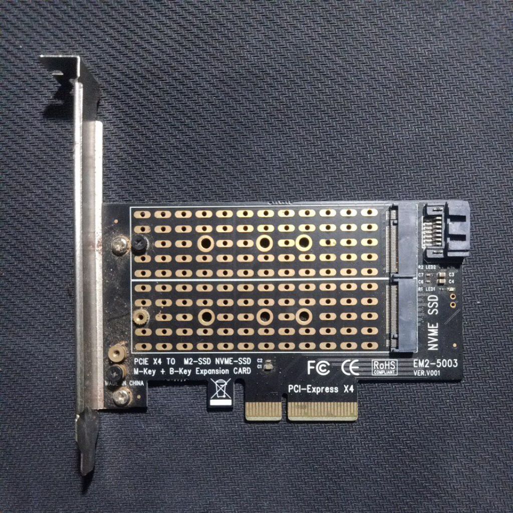 Adapter PCIE X4 M2-SSD NVME-SSD M-Key. + B-Key