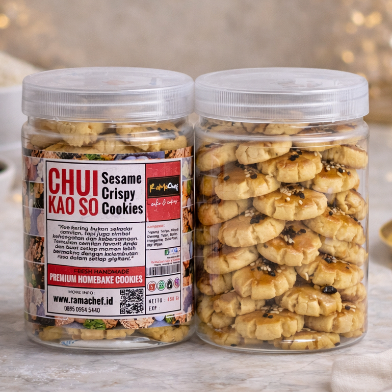 CHUI KAO SO Wijen Premium Butter Renyah Gurih dan Crunchy | Kue Kering Spesial Lebaran | Kemasan Toples Hardtop 350gr dan Jar 750ml by RaMaChef