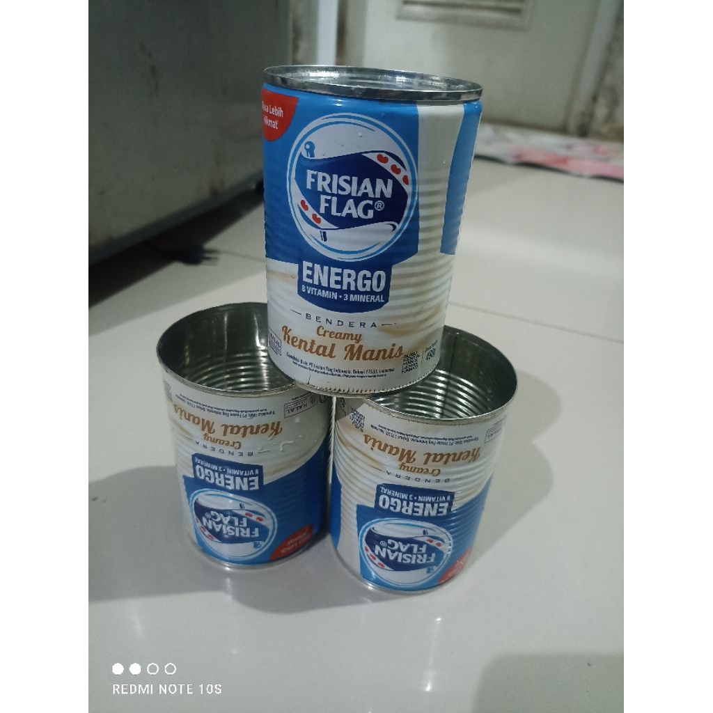 kaleng bekas susu bendera kerajinan prakarya satu sisi terbuka