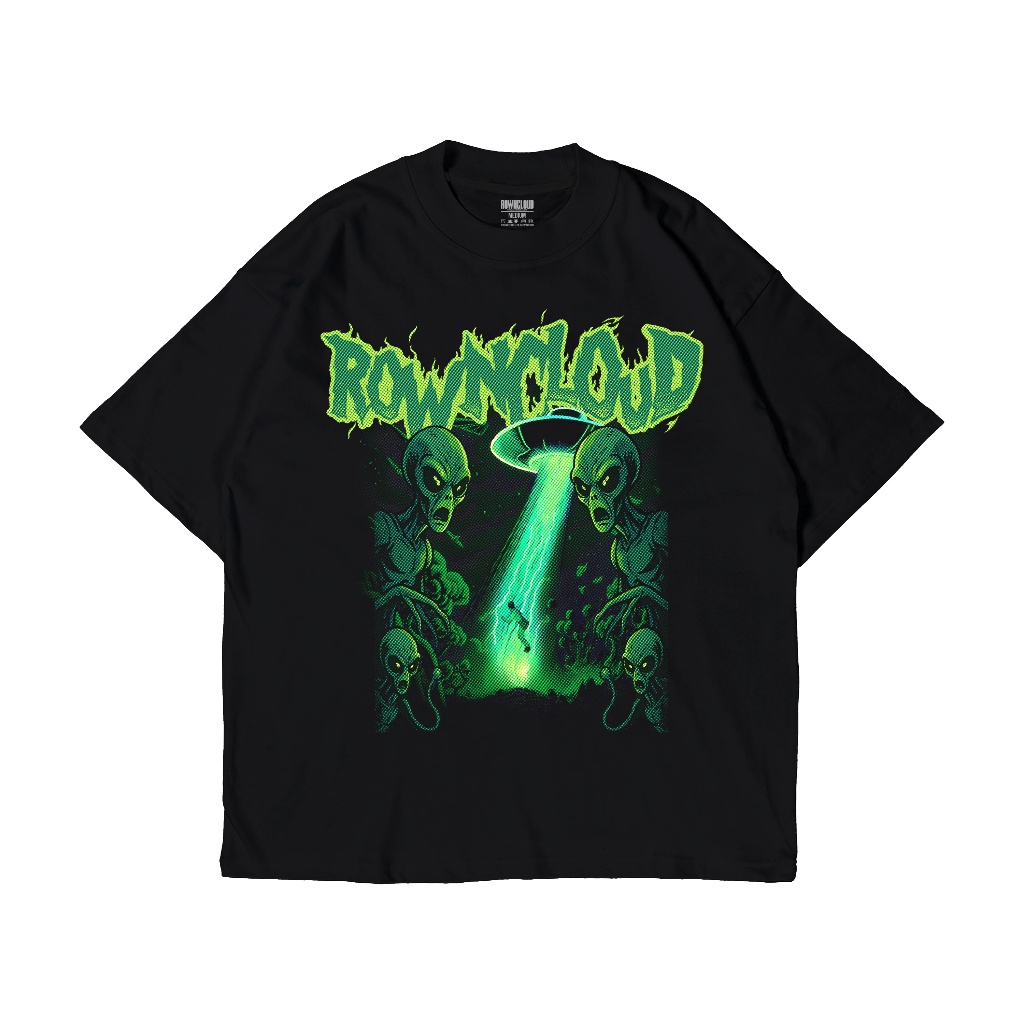 ROWNCLOUD x POOPCROWN Kaos Boxy Alien Raster | Kaos Band Official