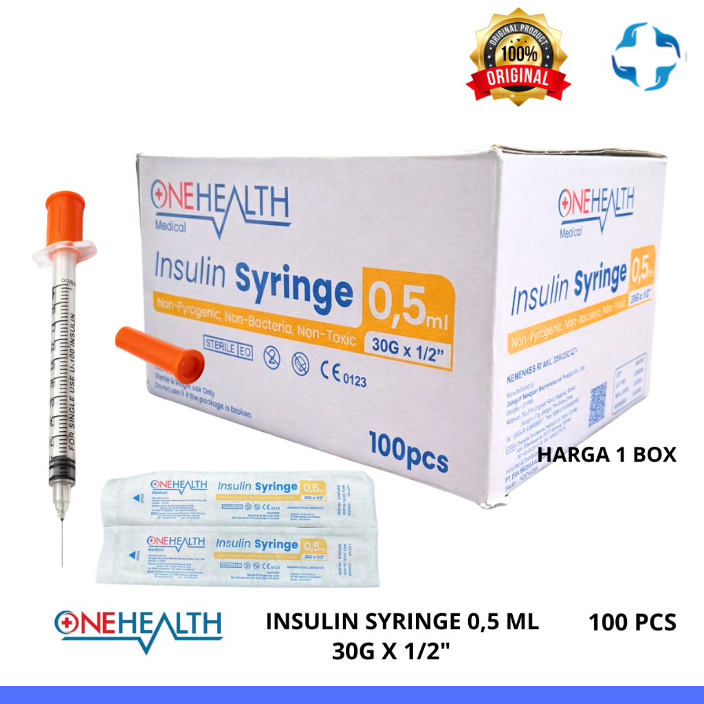 Spuit Insulin Onehealth 0,5ml 0,5cc 30G Syringe Disposable 100U Jarum Suntik Insulin Sterile Oneheal