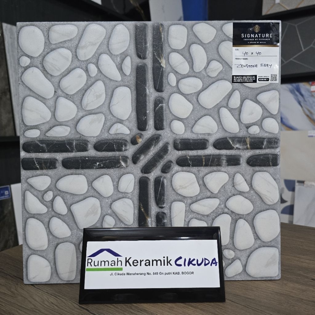 Keramik Lantai Garasi Batu Batu Mulia Signature 40x40 ZENSTONE GREY
