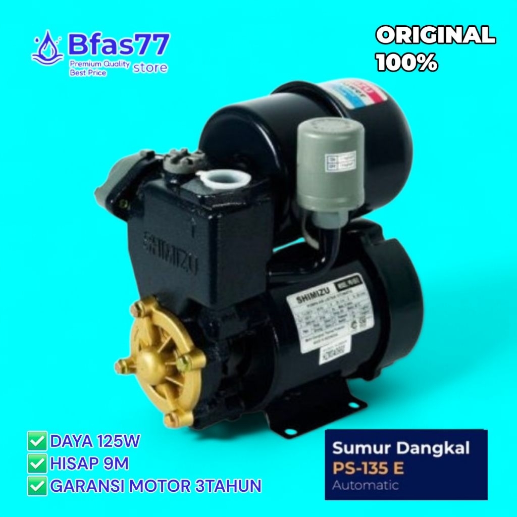 Pompa air otomatis Shimizu PS 135 E - daya hisap 9 meter