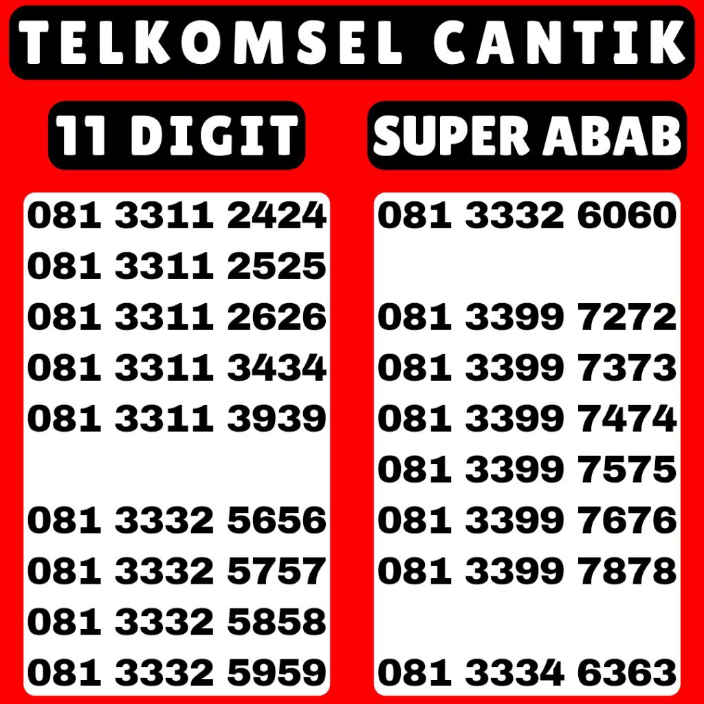 NOMOR CANTIK TELKOMSEL 11 DIGIT SERI ABAB SUPER RAPI || 3311 ABAB || 3332 ABAB || 3399 ABAB || 3334 