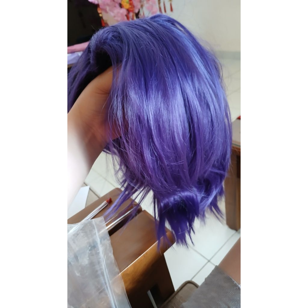 Wts Wig cosplay base ungu pendek cowo Shoto vtuber