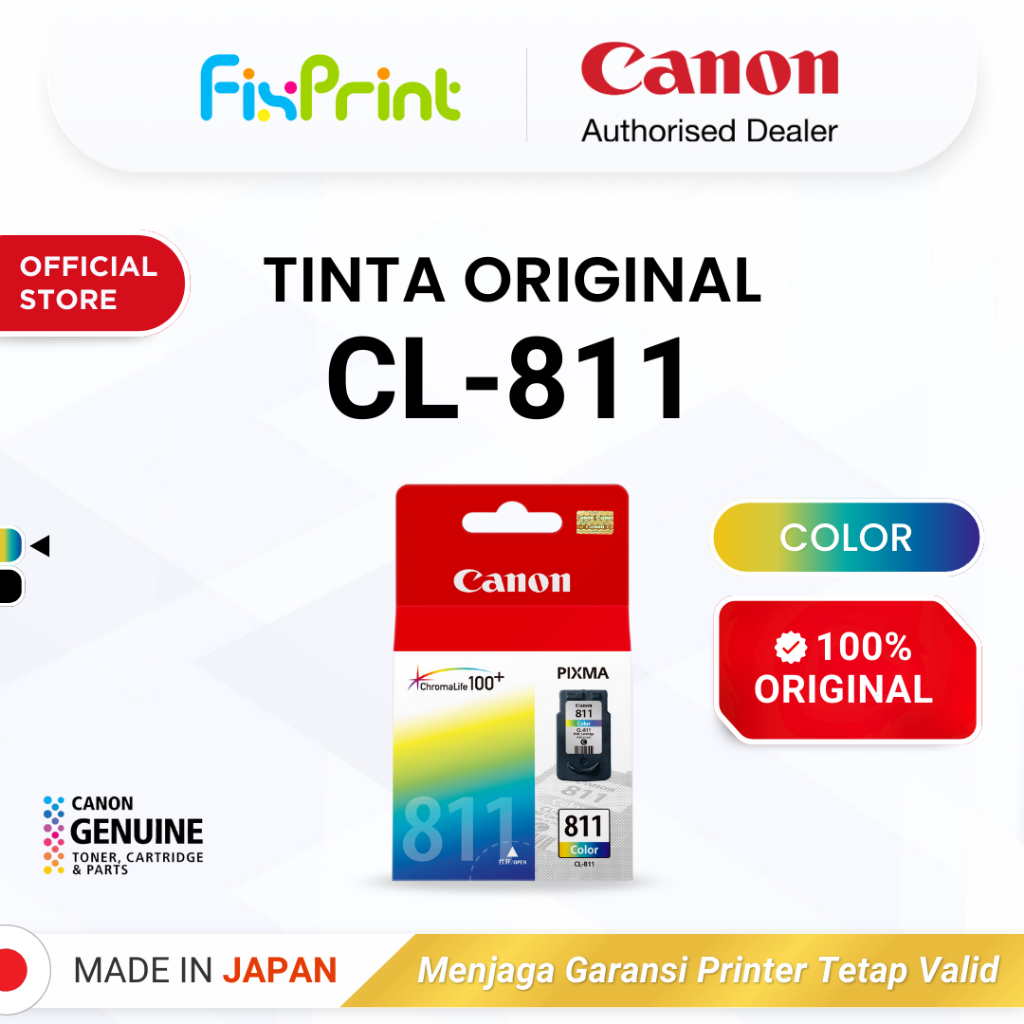 100% ORIGINAL Tinta Canon CL 811 Color - Printer iP2770 MP258 MP287 - Tinta Asli