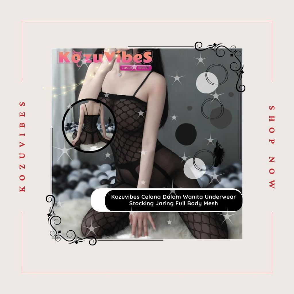 Kozuvibes Celana Dalam Wanita Underwear Stocking Jaring Full Body Mesh