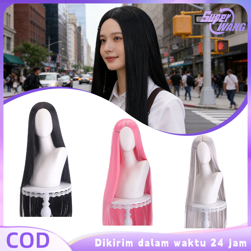 Wig Rambut Panjang 100cm Natural Straight Wig Lurus Tanpa Poni Polos Wig Serbaguna Wig Cosplay Wanit