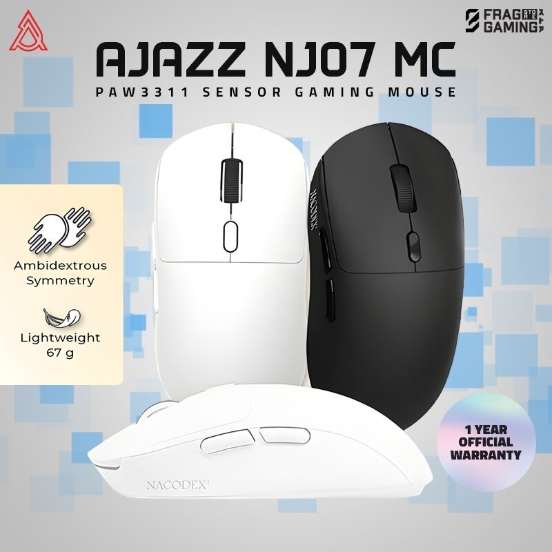 AJAZZ NJ07 / NJ-07 Gaming Mouse PAW-3311 Lightweight Tri-mode Connection 1000Hz Polling Rate