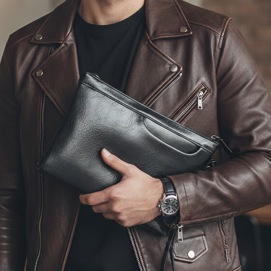 BUFFERS JACK - Tas Clutch Pria Leather Tangan Kulit Handbag Premium