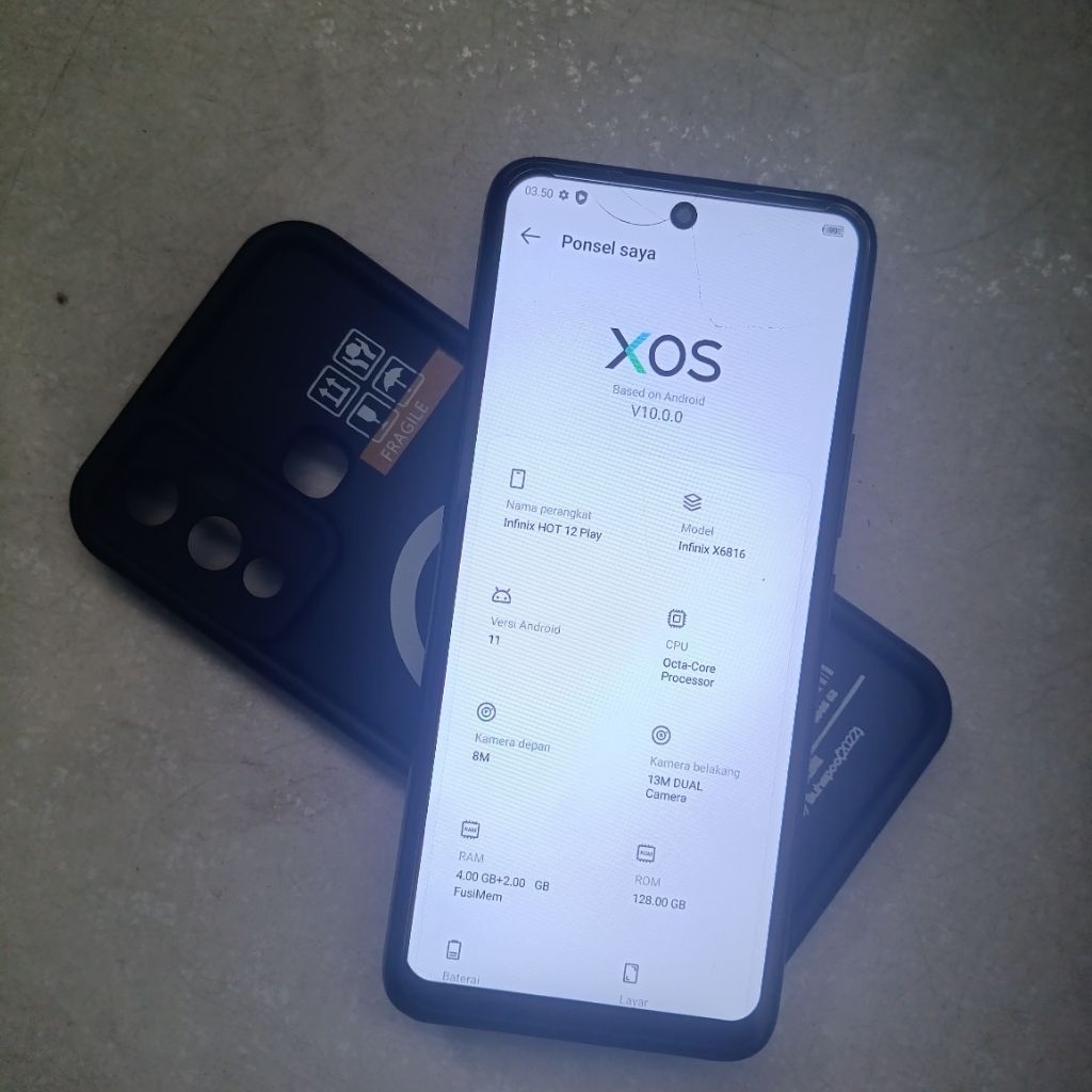 HP INFINIX HOT 12 PLAY, 4/128 bekas second, baterai badag
