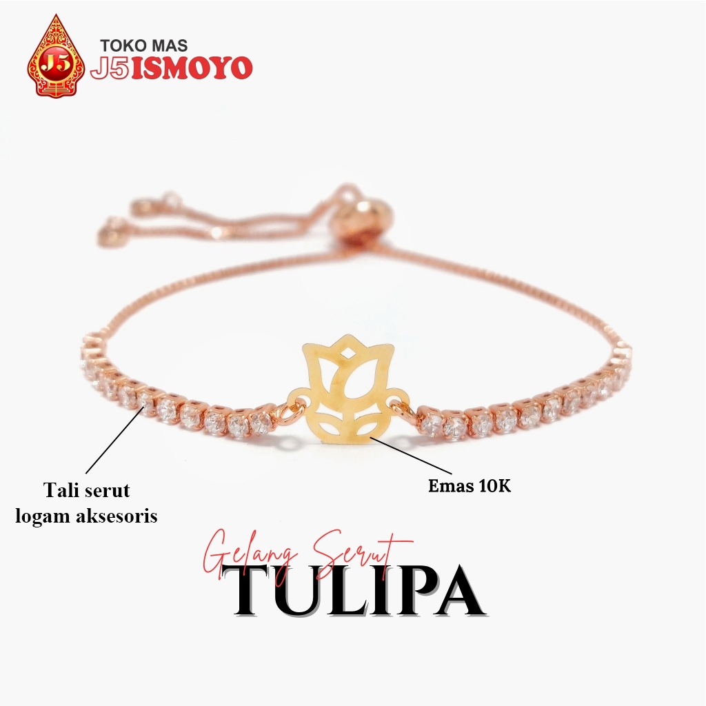 Gelang Tali Serut Kombinasi Emas 10K Tulipa J5 Ismoyo