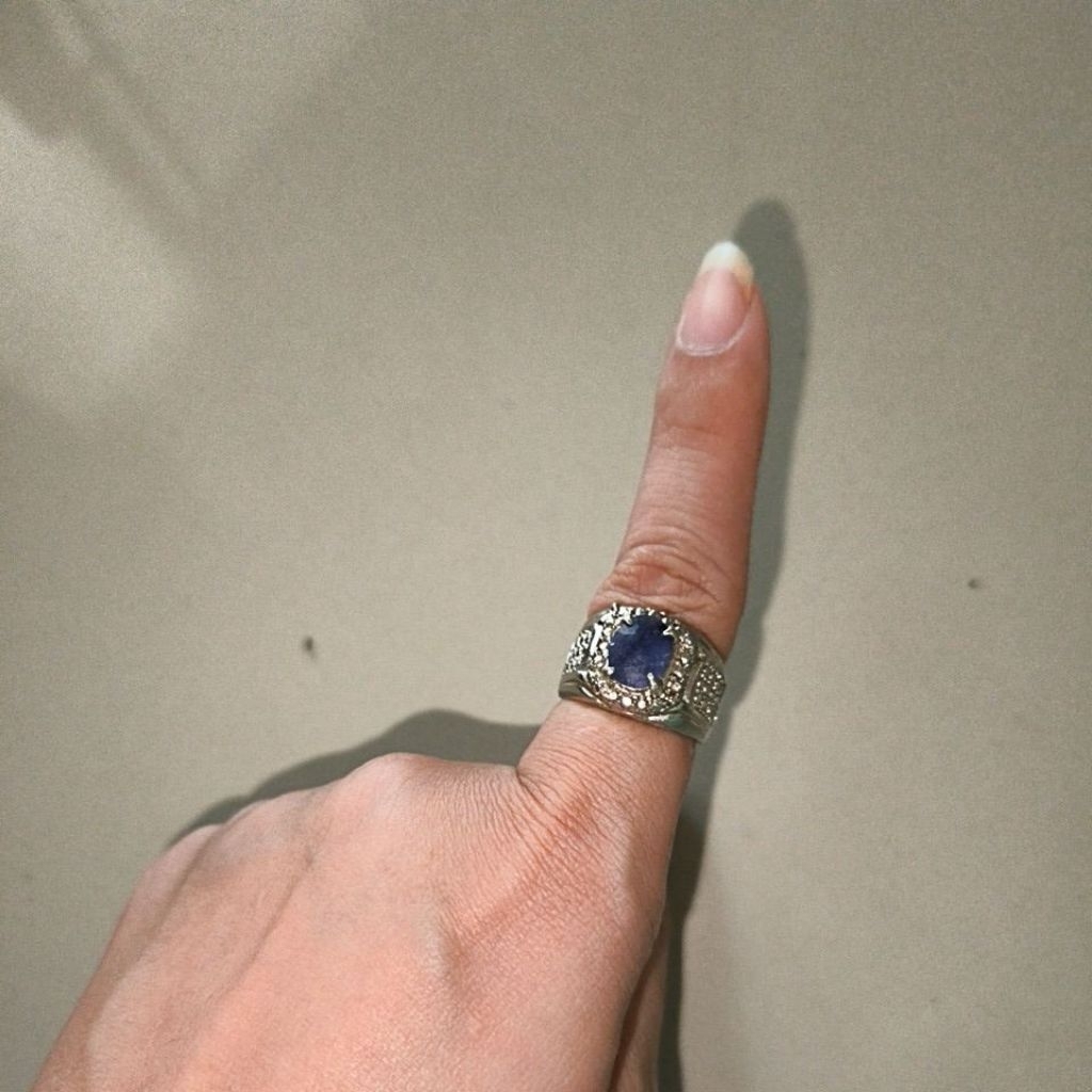cincin pria akik batu permata blue saphire kyanite natural original