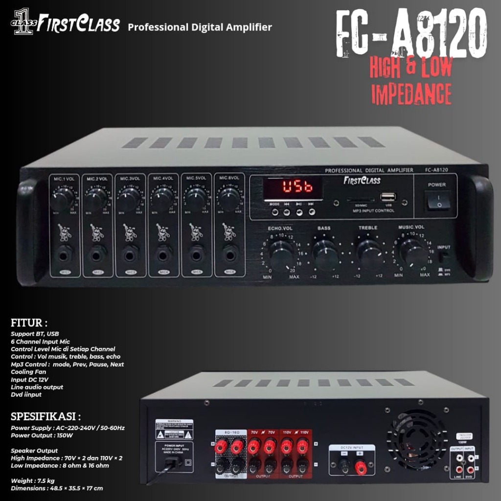 AMPLIFIER AMPLI FIRSTCLASS FCA 8120 FCA8120 FC-A8120 DIGITAL