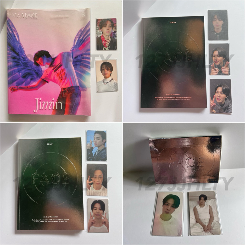 Jimin BTS photobook Me, Myself, & Jimin + album FACE unsealed with PC photocard postcard