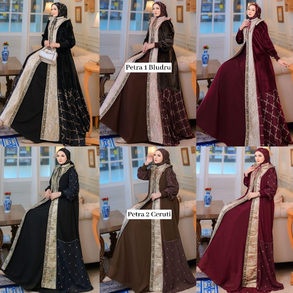 Petra vol 1 2 01 02 Bludru Ceruti Series Dress Gamis Set Scraft by Yodizen Yodizein (PO 30 Juni)