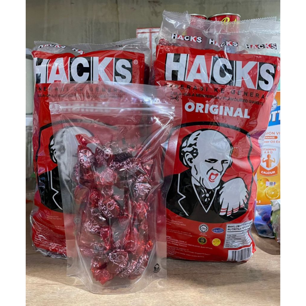 100gr / 200gr HACKS Produk Original (Permen Batuk & Pelega Tenggorokan) Repack Halal BPOM