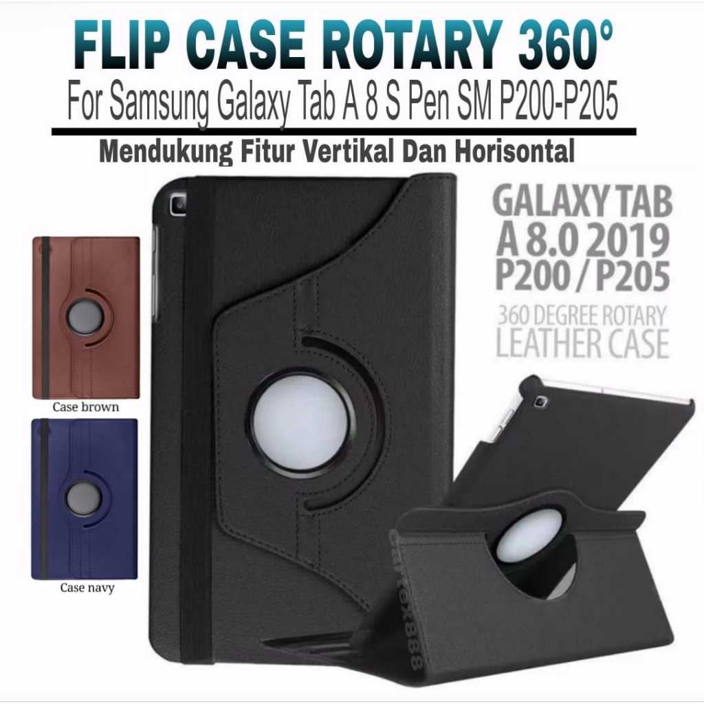 Case Rotary Samsung Tab A 8.0 A8 S pen 2019 / P200 / P205 / samsung tab a8 with s pen / case samsung