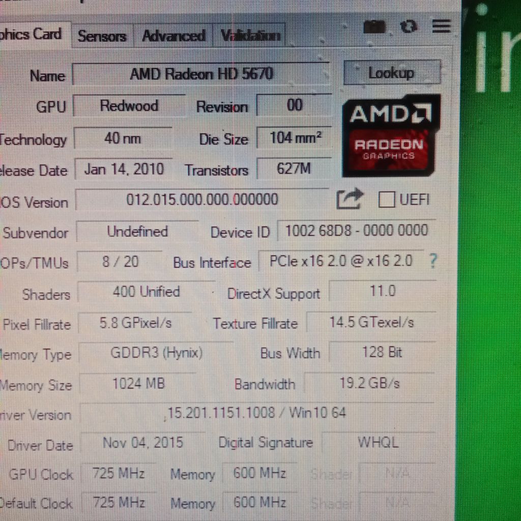 VGA 1 GB AMD Radeon hd 5670 DDR3 128bit