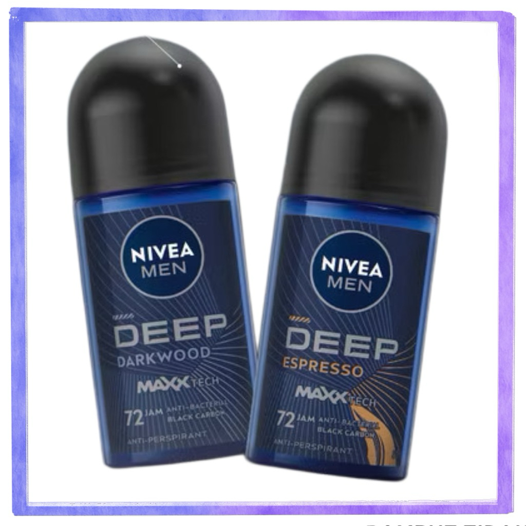 NIVEA MEN Deodorant Roll On Deep Expresso Deep Darkwood 50ml - Deodoran pria melawan bakteri keringa
