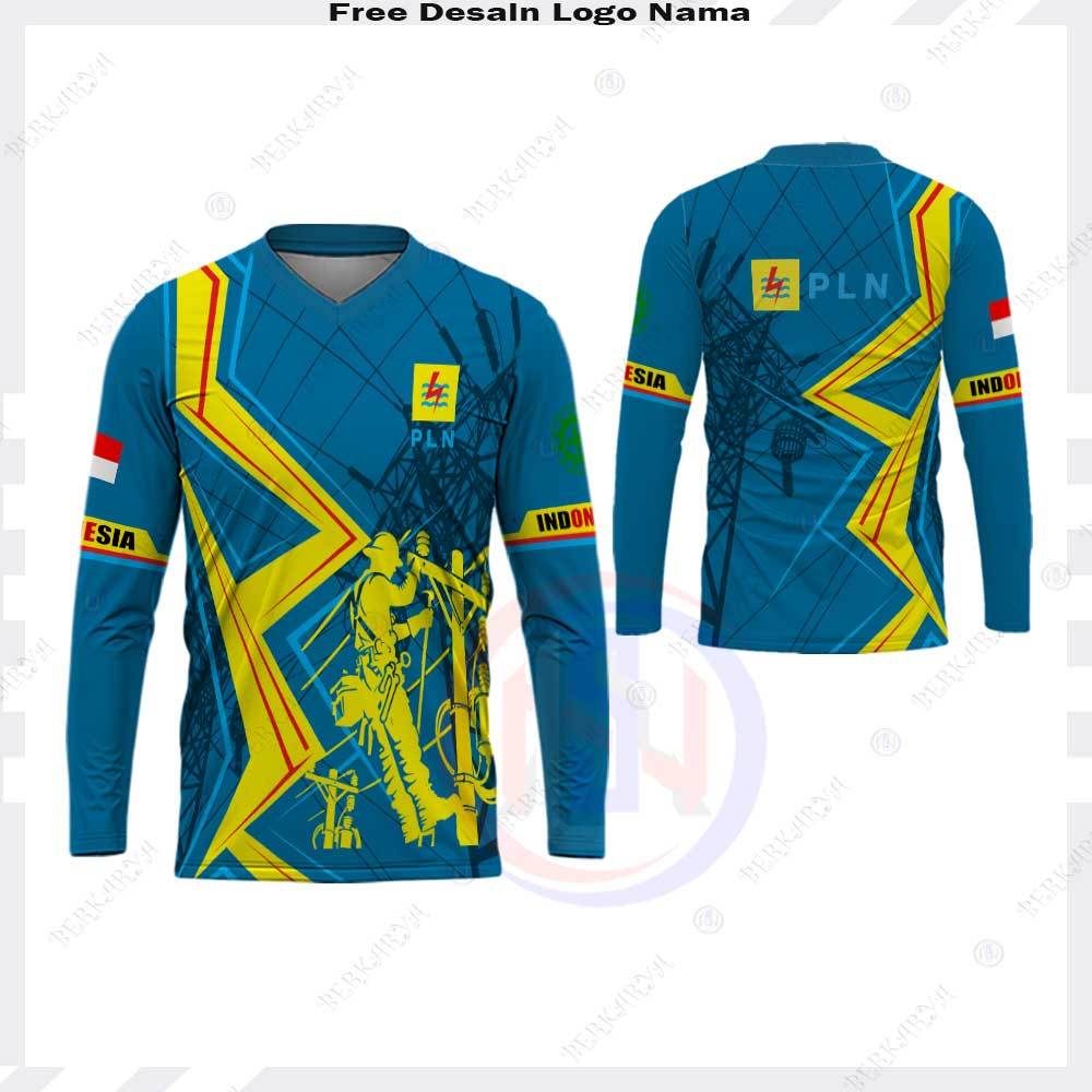 Baju Kaos Jersey PLN Lengan Panjang / Baju PLN Fullprint Terbaru Free Custom / Kaos PLN Keren